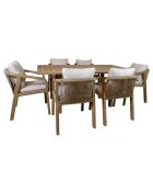 Ensemble de jardin 1 table  & 6 fauteuils Saona beige/naturel