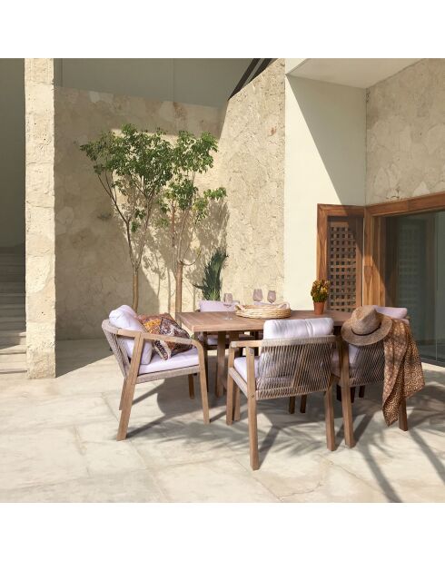 Ensemble de jardin 1 table  & 6 fauteuils Saona beige/naturel