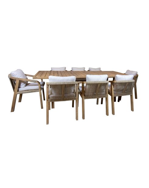 Ensemble table de jardin 1 table &  8 fauteuils Saona beige/naturel