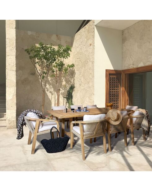 Ensemble table de jardin 1 table &  8 fauteuils Saona beige/naturel