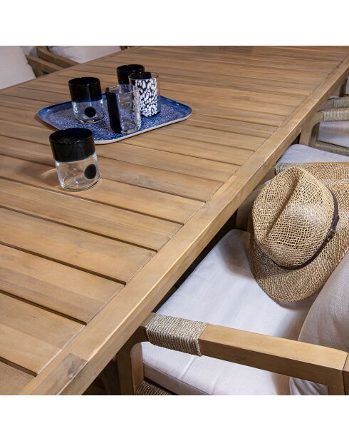 Ensemble table de jardin 1 table &  8 fauteuils Saona beige/naturel