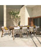 Ensemble jardin 1 table extensible & 10 fauteuils Saona beige/naturel