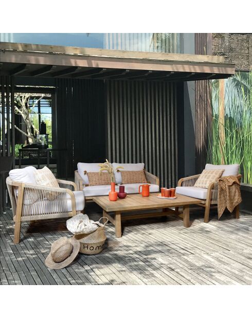Saona ecru/naturfarbene Gartenmöbel für 4 Personen