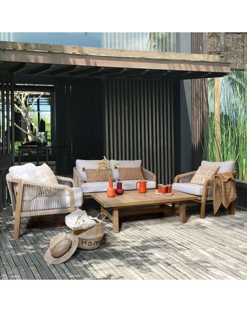 Salon de jardin 4 personnes Saona écru/naturel