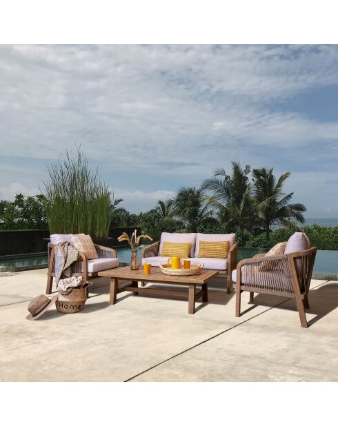 Salon de jardin 4 personnes Saona écru/naturel