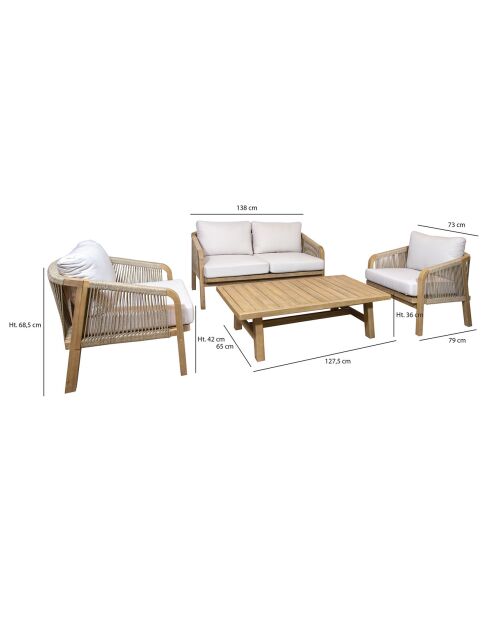 Saona ecru/naturfarbene Gartenmöbel für 4 Personen