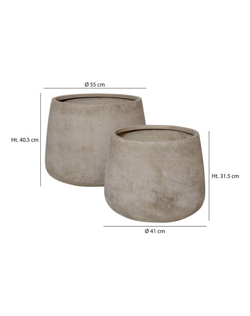 2 Pots ronds en fibre d'argile Faro sable