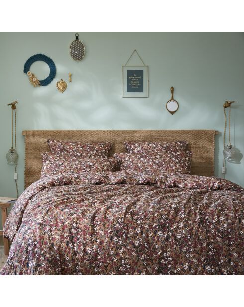 Housse de couette Gaze de coton imprimée Capucine camel