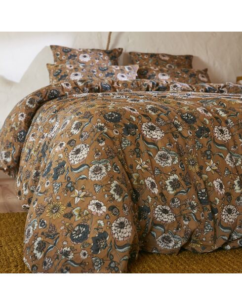 Housse de couette Gaze de coton imprimée Camélia multicolore