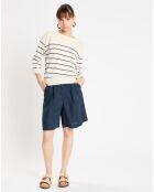 Short 100% Lin Acao bleu marine