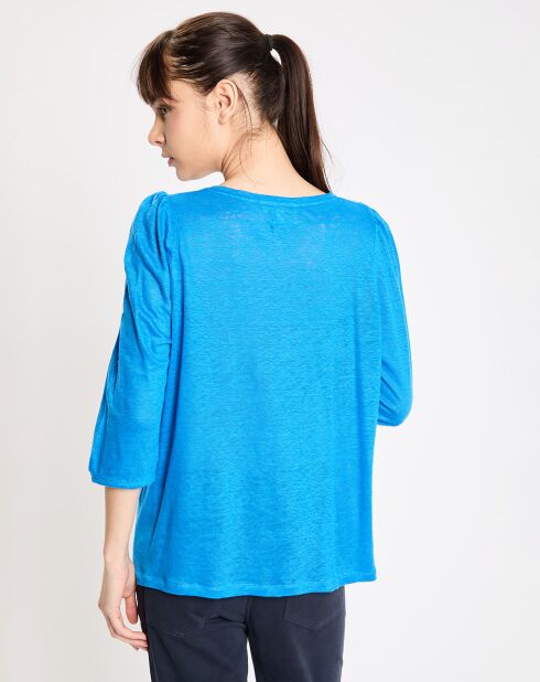 T-Shirt 100% Lin Riko bleu moyen
