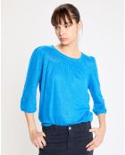 T-Shirt 100% Lin Riko bleu moyen