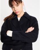 Manteau caban 100% Laine Aglae bleu marine