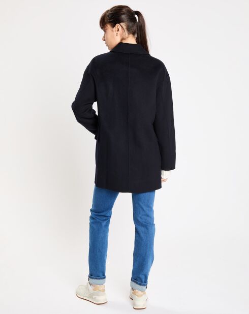 Manteau caban 100% Laine Aglae bleu marine