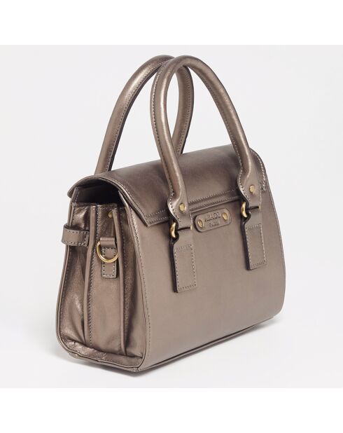 Sac à main en Cuir Mini Jane bronze brillant - 28x20x16 cm
