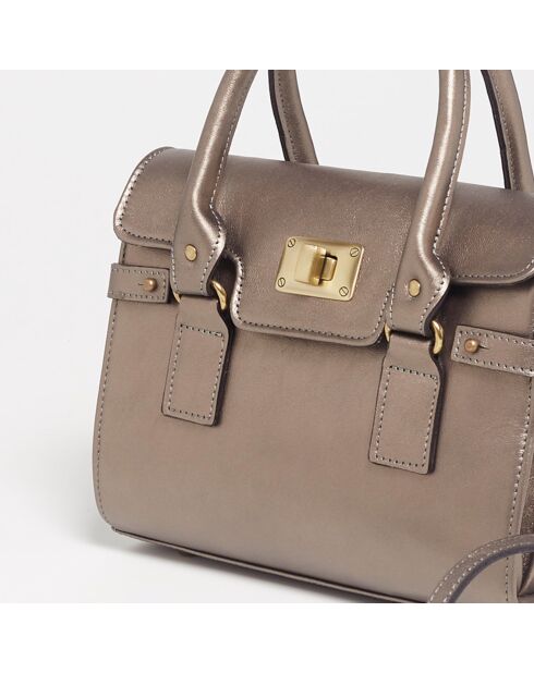 Sac à main en Cuir Mini Jane bronze brillant - 28x20x16 cm