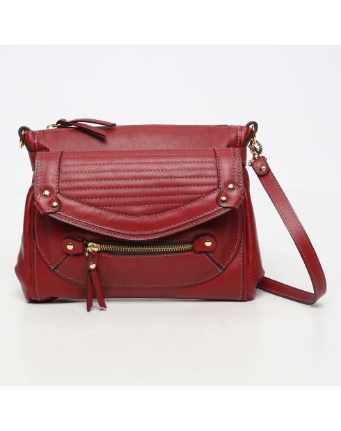 Sac bandoulière en Cuir Giulia bordeaux - 23.5x19.5x3 cm