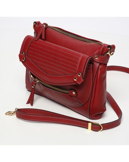 Sac bandoulière en Cuir Giulia bordeaux - 23.5x19.5x3 cm