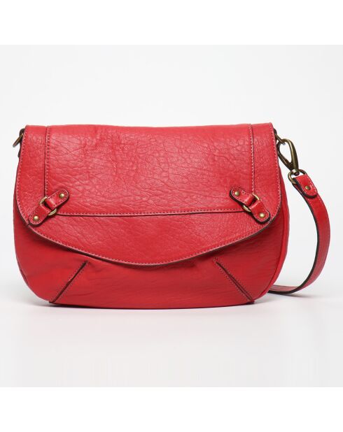 Sac bandoulière en Cuir Jess rouge - 34x24x1 cm