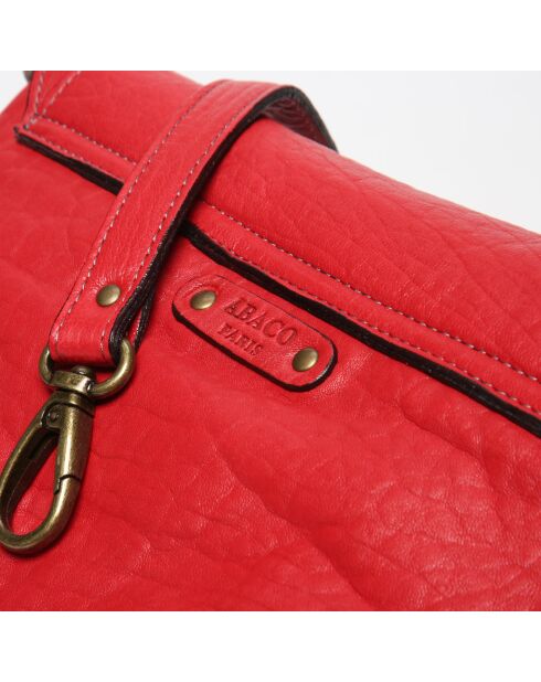 Sac bandoulière en Cuir Jess rouge - 34x24x1 cm