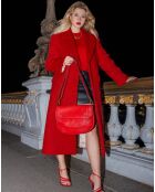 Sac bandoulière en Cuir Jess rouge - 34x24x1 cm