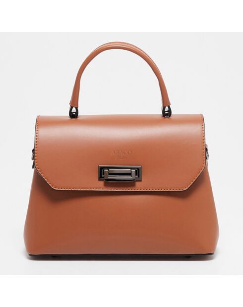 Sac à main en Cuir Laurie camel - 27.5x20 cm