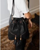 Zwarte leren emmertas van Beth - 24x25x13 cm