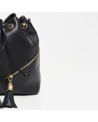 Zwarte leren emmertas van Beth - 24x25x13 cm