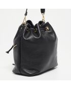 Zwarte leren emmertas van Beth - 24x25x13 cm