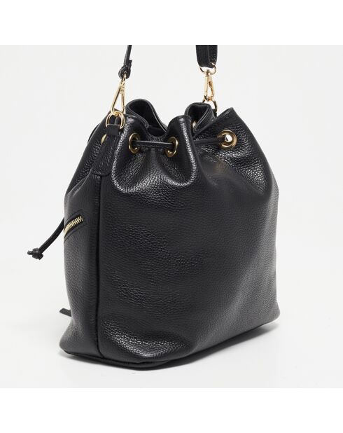 Beuteltasche Beth aus Leder, 24 x 25 x 13 cm, Schwarz