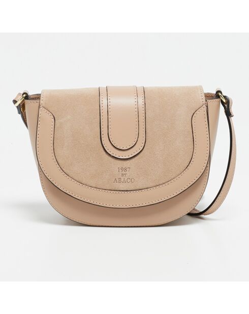 Schultertasche Gwen Nude aus Leder - 20x16x7 cm