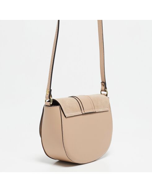 Sac bandoulière en Cuir Gwen nude - 20x16x7 cm