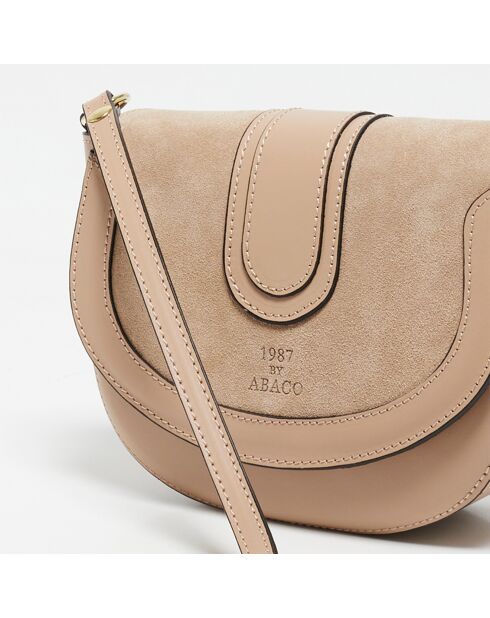 Sac bandoulière en Cuir Gwen nude - 20x16x7 cm