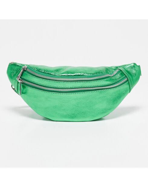 Sac banane en Cuir Lyat vert metallique - 32.5x13.5x7 cm