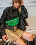 Sac banane en Cuir Lyat vert metallique - 32.5x13.5x7 cm