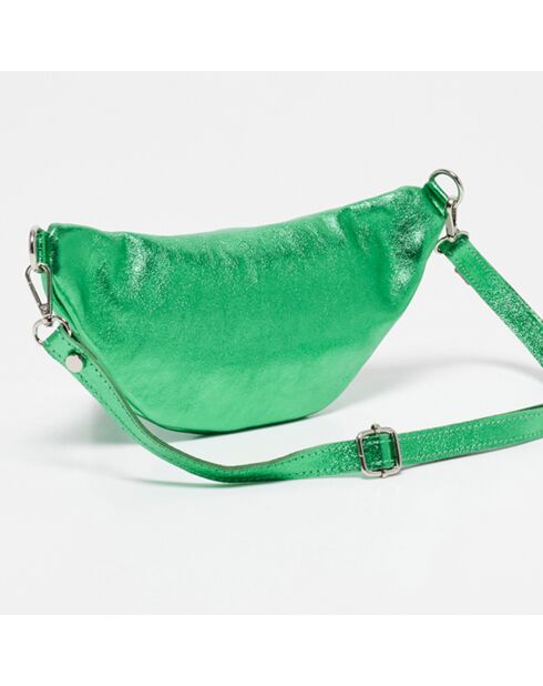 Sac banane en Cuir Lyat vert metallique - 32.5x13.5x7 cm