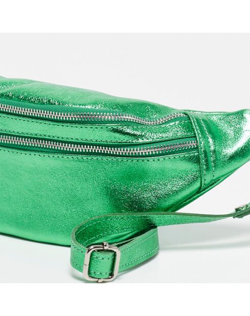 Sac banane en Cuir Lyat vert metallique - 32.5x13.5x7 cm