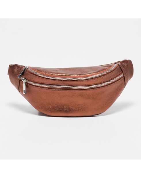 Sac banane en Cuir Lyat bronze - 32.5x13.5x7 cm