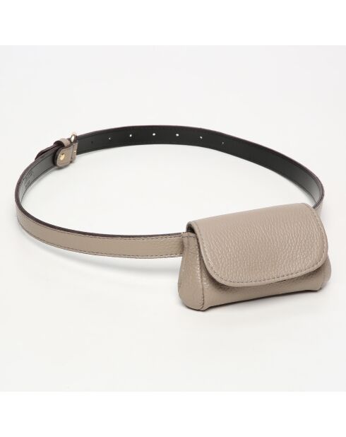Petit sac en Cuir Friend Ceinture taupe  - 11x8x2 cm