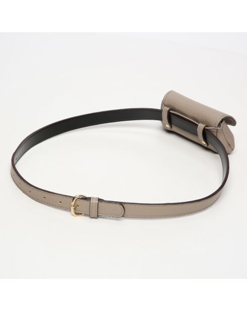 Petit sac en Cuir Friend Ceinture taupe  - 11x8x2 cm