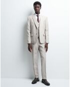 Pantalon slim en Lin & Laine mélangés Bporto chambray beige