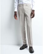 Pantalon slim en Lin & Laine mélangés Bporto chambray beige