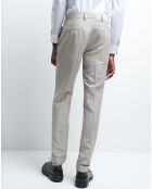 Pantalon slim en Lin & Laine mélangés Bporto chambray beige