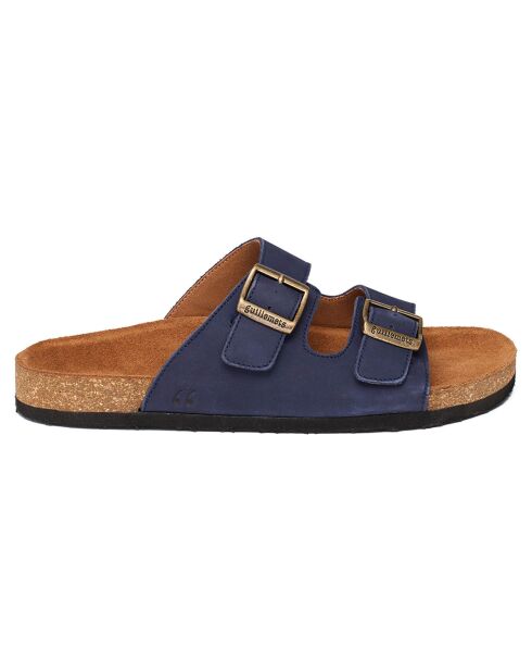 Sabot Giverny in pelle di velluto blu scuro