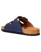 Giverny Pantoletten aus Veloursleder, marineblau