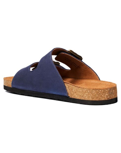 Giverny Pantoletten aus Veloursleder, marineblau