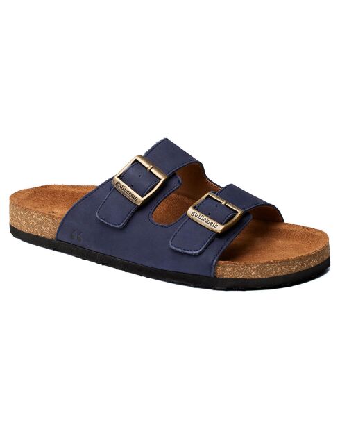 Sabot Giverny in pelle di velluto blu scuro