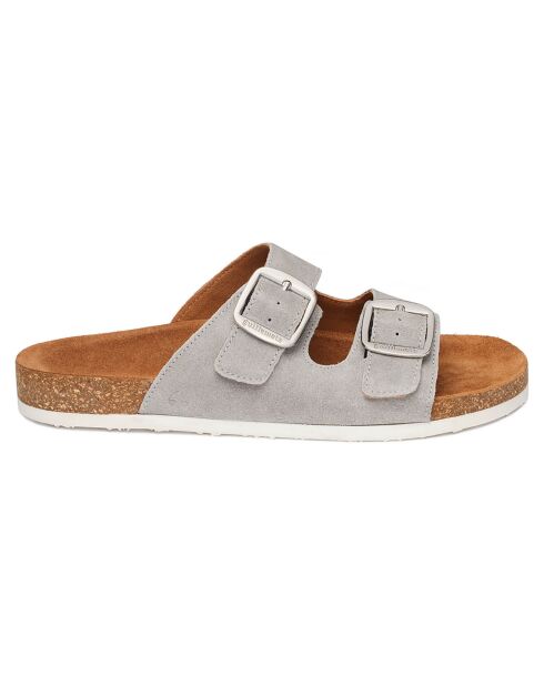 Mules Giverny in pelle di velluto grigio