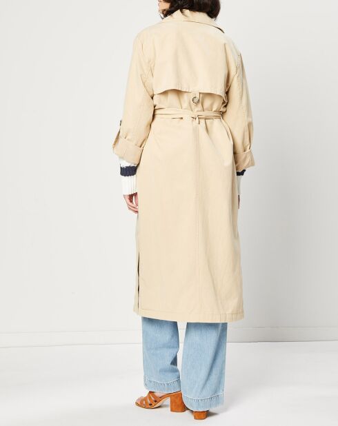 Trench long en Coton mélangé avec ceinture beige