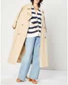 Trench long en Coton mélangé avec ceinture beige